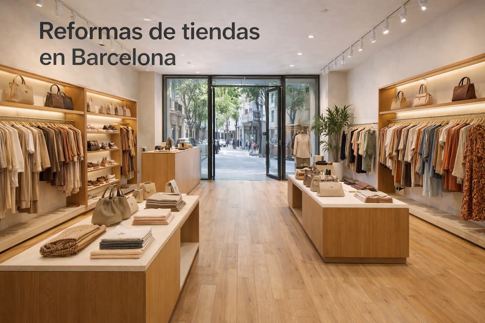 Reformas de tiendas en Barcelona con nuevo diseño de espacio comercial y escaparate